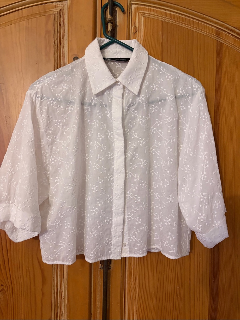 Embroidered Cropped Shirt from Zara